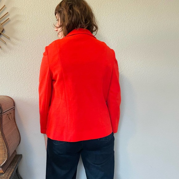 Vintage 60s 70s Butte Knit orange red poly wool blend blazer retro funky S-M - Picture 10 of 11